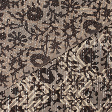Indian Hand Block Printed Floral Dabu Cotton Kantha Fabric