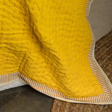 Indian Handmade Cotton Solid Kantha Quilt