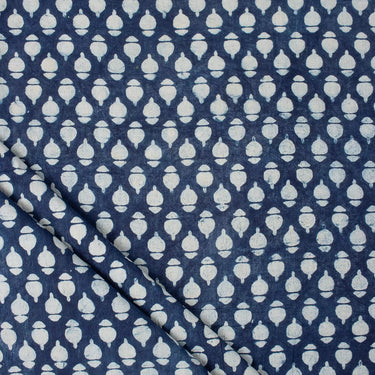 Indigo Blue Colour Printed Fabric for Kurti