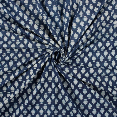 Indigo Blue Colour Printed Fabric for Kurti