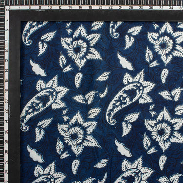 Indigo Blue Cotton Hand Block Printed Fabric
