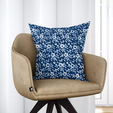 Indigo Blue Floral Printed Pure Cotton Cushion Covers