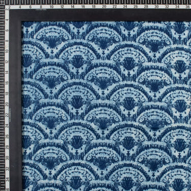 Indigo Blue Hand Block Geometric Printed Fabric