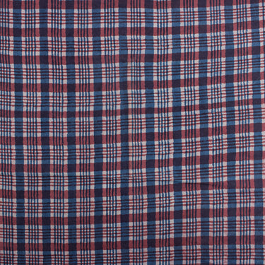 Indigo Check Cotton Hand Block Print Fabric