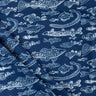 Indigo Cotton Fish Hand Block Print Fabric