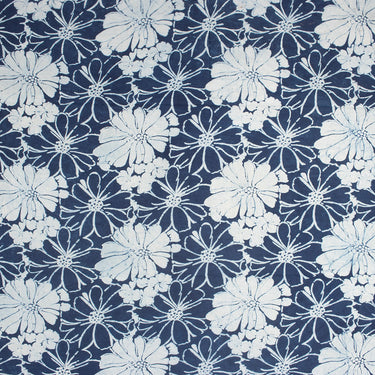 Indigo Floral Block Printed Cotton Fabric