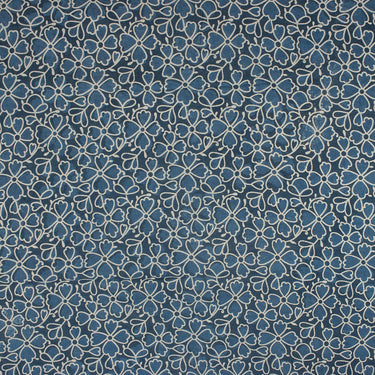 Indigo Floral Hand Block Print Fabric for Women's Clothing