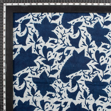 Indigo Floral Hand Printed Cotton Fabric for Kurti