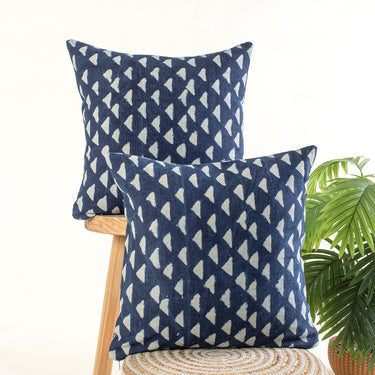 Indigo Hand Block Print Canvas Cushion Cover