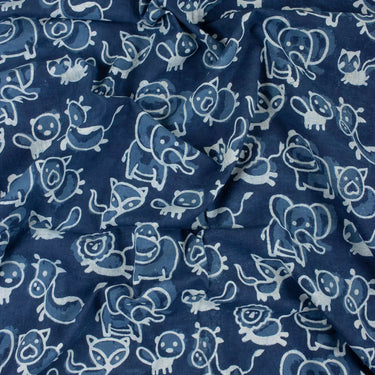 Indigo Hand Block Print Organic Cotton Fabric