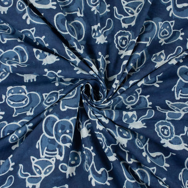 Indigo Hand Block Print Organic Cotton Fabric