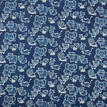Indigo Hand Block Print Organic Cotton Fabric