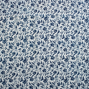 Indigo Hand Block Printed Cotton Running Fabric