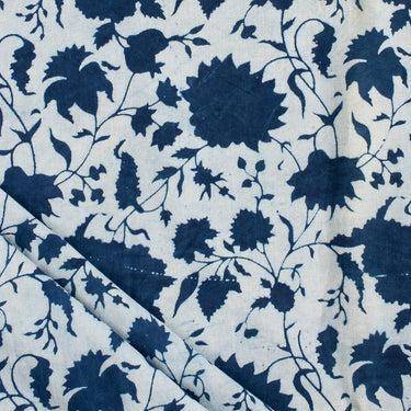 Indigo Organic Cotton Hand Block Printed Fabric 