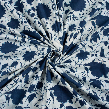 Indigo Organic Cotton Hand Block Printed Fabric 