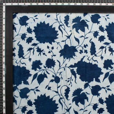 Indigo Organic Cotton Hand Block Printed Fabric 