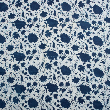 Indigo Organic Cotton Hand Block Printed Fabric 