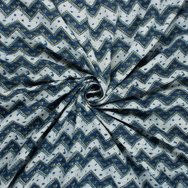 Indigo Wave Pattern Cotton Kantha Fabric Online