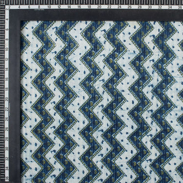 Indigo Wave Pattern Cotton Kantha Fabric Online