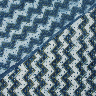 Indigo Wave Pattern Cotton Kantha Fabric Online