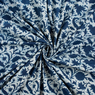 Jaipur Indigo Block Printed Running Fabric