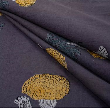 Jaipur Yellow Floral Cotton Hand Block Printed Fabric