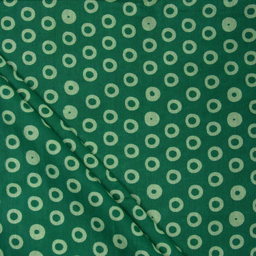 Jaipuri Stylish Green Hand Block Printed Cotton Fabric Cloth