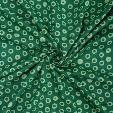 Jaipuri Stylish Green Hand Block Printed Cotton Fabric Cloth