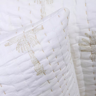 Kantha Hand Block Printed Cotton Quilted Pillow Cover