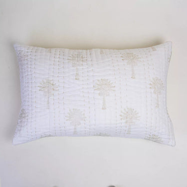 Kantha Hand Block Printed Cotton Quilted Pillow Cover