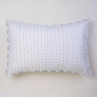 Kantha Hand Stitched Cotton Grey Pillow Cover