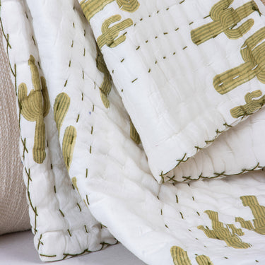 Kantha Natural Dyed Cactus Printed Newborn Baby Blanket