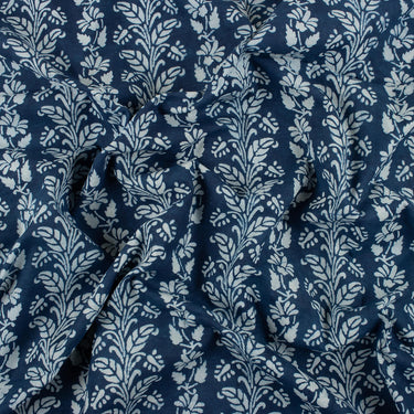 Latest Cotton Floral Indigo Hand Block Print Fabric