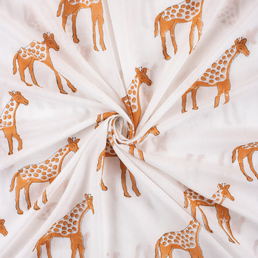 Latest Giraffe Cotton Hand Block Print Fabric