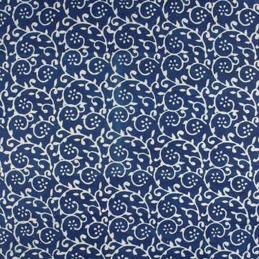 Leaf Indigo Blue Hand Block Print Fabric