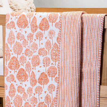 Leaf Print Soft Cotton Baby Blankets And Quilts