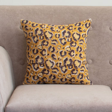 Leopard Block Printed Cotton Cushion Cover Set of 5