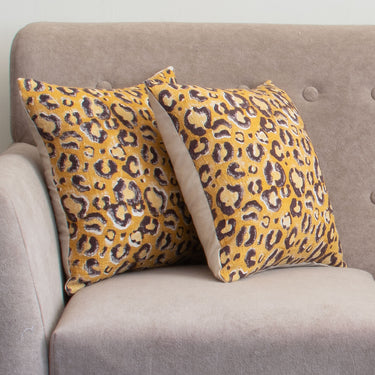 Leopard Block Printed Cotton Cushion Cover Set of 5