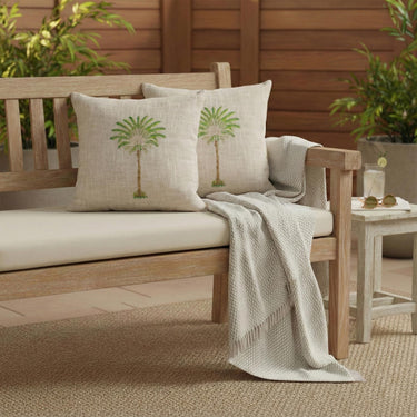 Light Green Palm Printed Cushion Cover Set