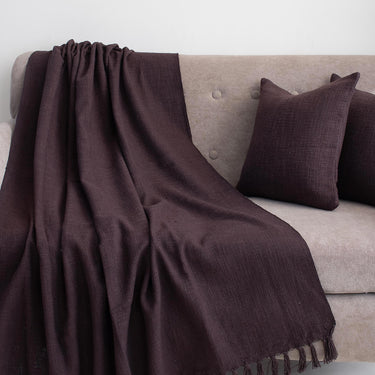 Luxury Brown Plain Sofa Throw with Two Cushion Covers - Gift Items for Home Use