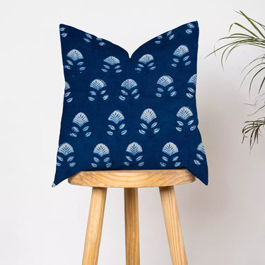 Luxury Cushion Covers Hand Block Indigo Floral Printed Pure Cotton
