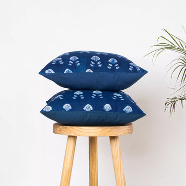 Luxury Cushion Covers Hand Block Indigo Floral Printed Pure Cotton