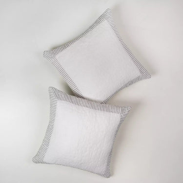 Luxury Grey Stripes Printed Cotton Cushion Cover