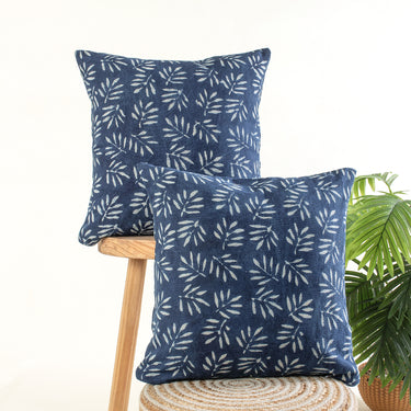 Luxury Hand Block Print Indigo Canvas Cushion Cover