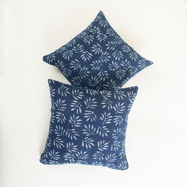 Luxury Hand Block Print Indigo Canvas Cushion Cover