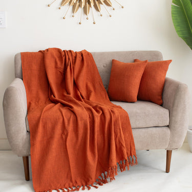 Luxury Plain Sofa Throw Blanket with Cushion Covers - Wedding Gifts for Couples