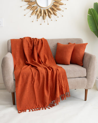 Luxury Plain Sofa Throw Blanket with Cushion Covers - Wedding Gifts for Couples
