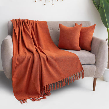 Luxury Plain Sofa Throw Blanket with Cushion Covers - Wedding Gifts for Couples