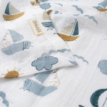 Sailing Dreams Organic Cotton Muslin Swaddle Wrapper For New Born