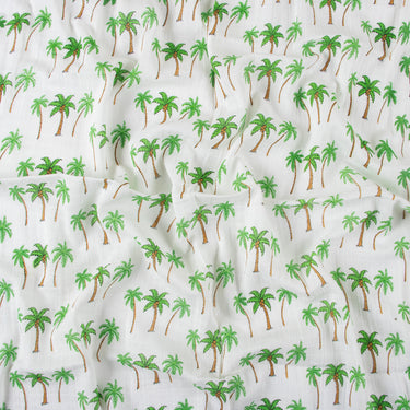 Palm Tree Organic Cotton Muslin Swaddle Wrapper For New Born